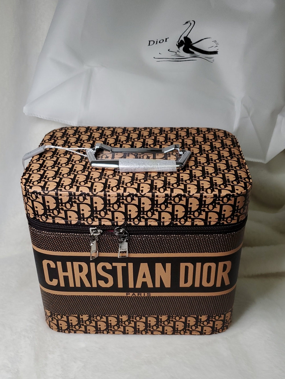 Dior Beige and Black Monogram Toiletry Case
